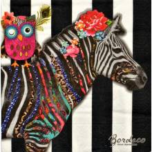 Serwetka do decoupage DUNI zebra z sową 33x33cm